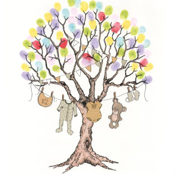 Fingeraftryk Gæsteplakat Barnedåb Træ Multifarver image-0