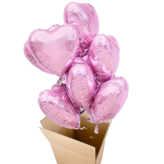Send En Ballon Kasse Surprise Buket Med 10 Balloner Pink