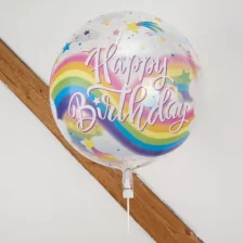 Send bubble ballon Regnbue Unicorn HBD