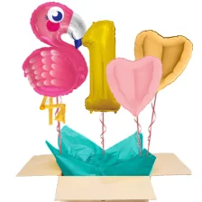 Send Ballonbuket 1 år Flamingo