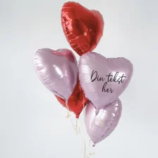 Send ballon buket med din tekst pink/rød