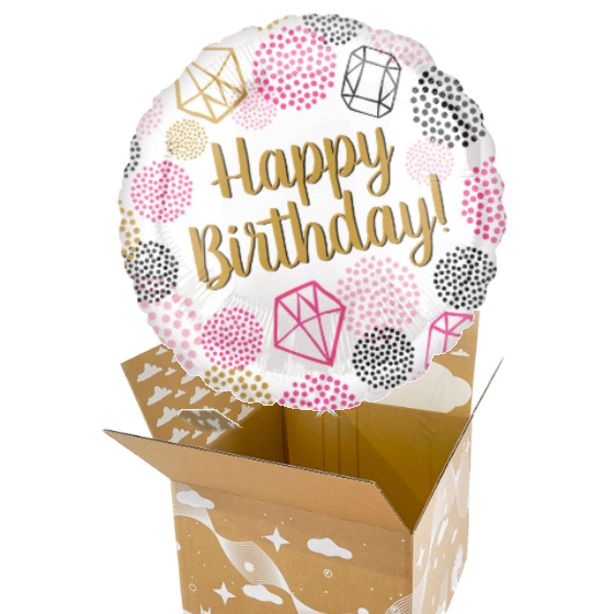 Send en ballon Happy Birthday perle