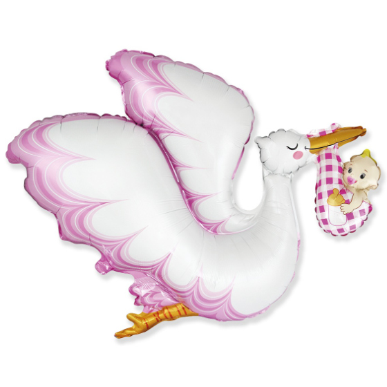 Folie Ballon Stork Baby Girl