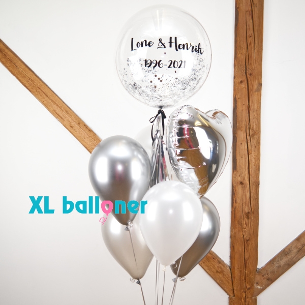 Ballon Buket Med Din Tekst Sølv