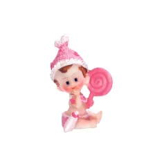 Barnedåbs dekoration Baby pige med lyserød slikkepinde
