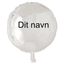 Ballon Med Dit Navn Rund Hvid