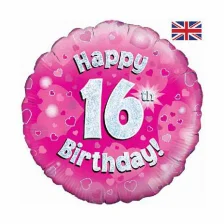 16 års fødselsdag ballon lyserød
