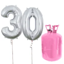 Helium Og Balloner Sæt 30 Tal Sølv
