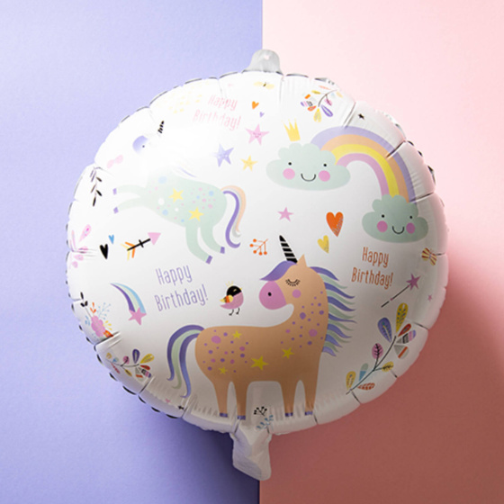 Folie Ballon Happy Birthday Unicorn Pastel image-0