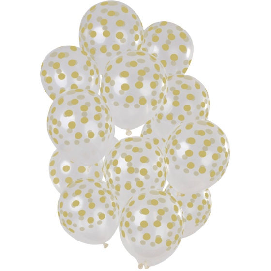 Ballon Buket KIT Gennemsigtig Med Guld Konfetti Print