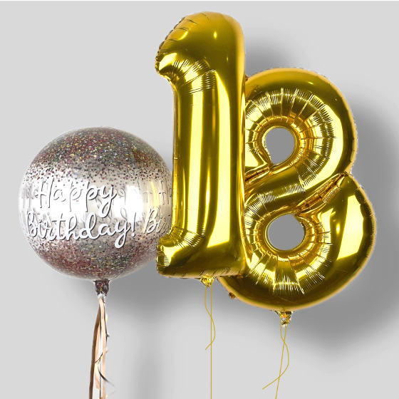 Send En Ballon Buket Happy Birthday 18 År Guld
