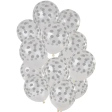 Ballon Buket KIT Gennemsigtig Med Sølv Konfetti Print