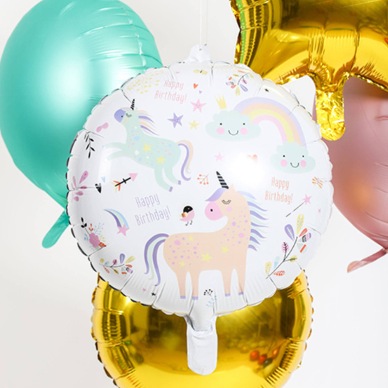 Folie Ballon Happy Birthday Unicorn Pastel image-1