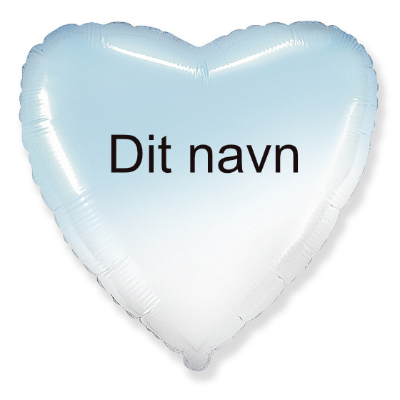 Ballon Med Dit Navn Hjerte Ombre Blå