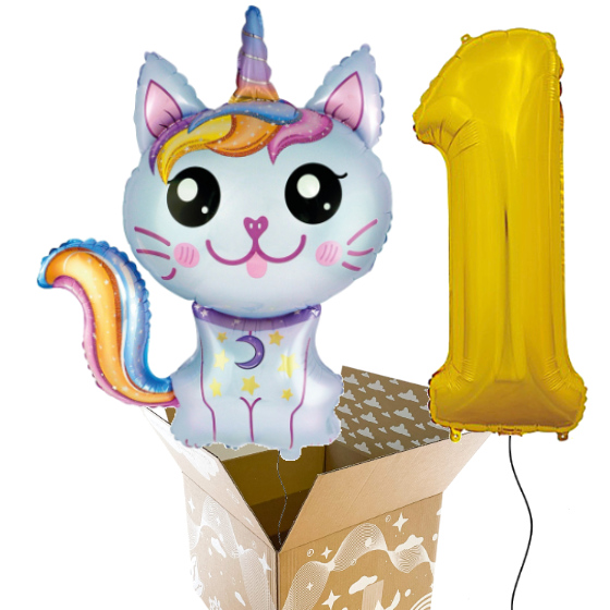 Send En Ballon Buket 1 Års Fødselsdag Magic Kat