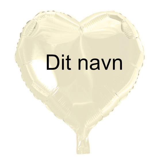Ballon Med Dit Navn Hjerte Ivory