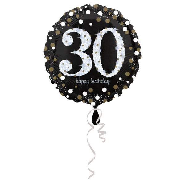 Ballon Birthday 30 Sort - Lave - Høj kvalitet