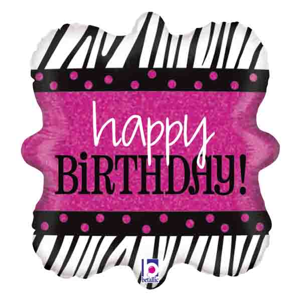 Folieballon Happy Birthday zebra