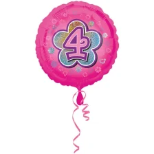 Folieballon Med 4 Tal Lyserød Blomster