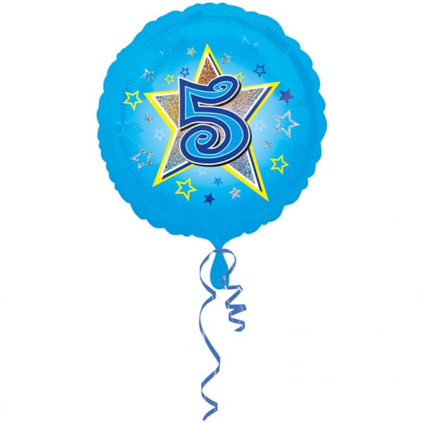 Folieballon Med 5 Tal Blå Stjerne
