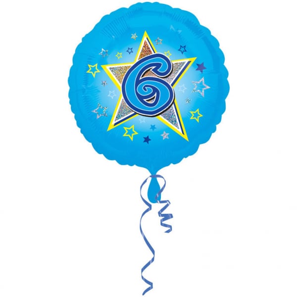 Folieballon Med 6 Tal Blå Stjerne