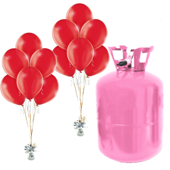 Helium Og Balloner Sæt Rød