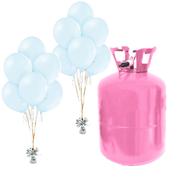 Helium Og Balloner Sæt Lyseblå