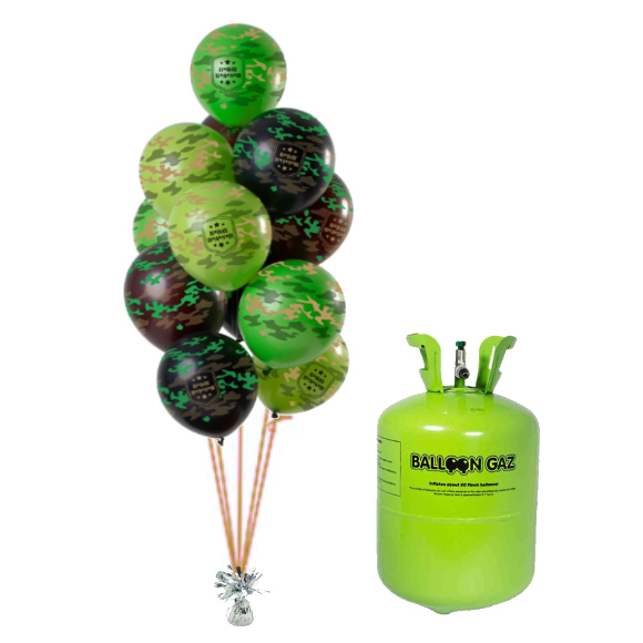 Helium Og Balloner Sæt Camouflage HBD