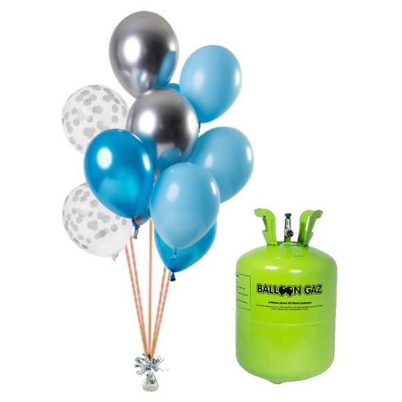 Helium Og Balloner Sæt Aquamarine