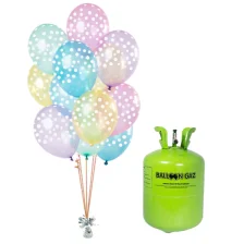 Helium Og Balloner Sæt Pastel Gennemsigtig Med Prikker
