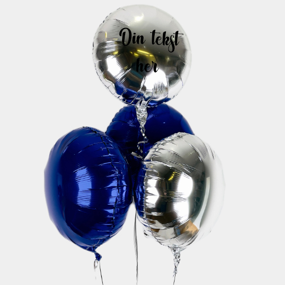 Send En Ballon Buket Med Din Tekst Runde Mix Blå
