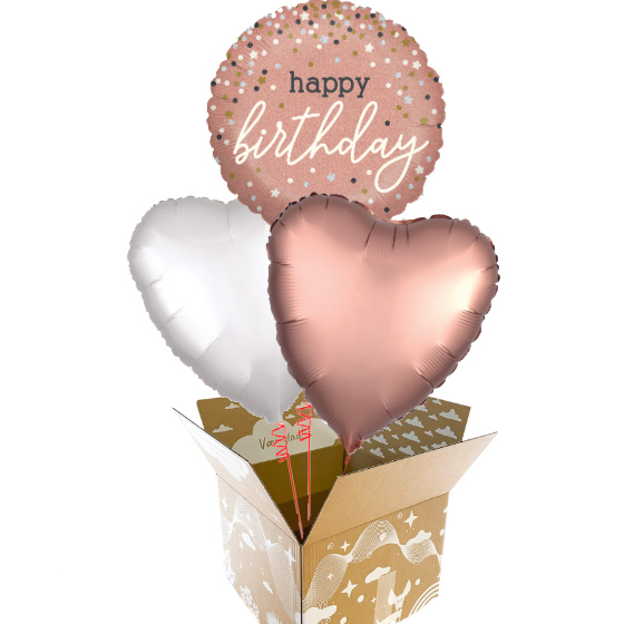 Send En Ballon Buket Happy Birthday Rose Guld