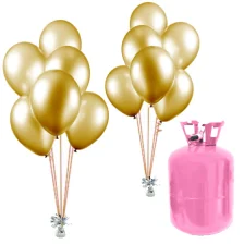 Helium Og Balloner Sæt Metallic Guld