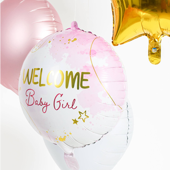 Folie Ballon Welcome Baby Girl Pink image-0