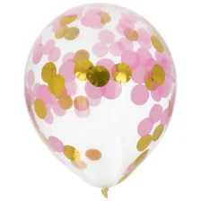 Guld Og Pink Konfetti Gennemsigtige Balloner 4 stk.