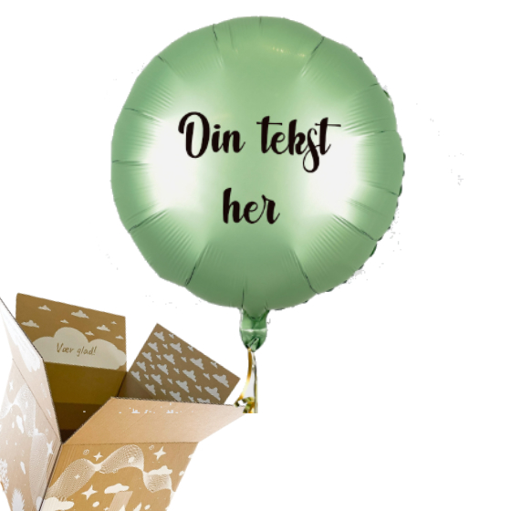 Send En Ballon Med Din Tekst Rund Satin Olivengrøn