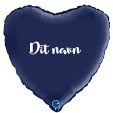 Ballon Med Dit Navn Hjerte Satin Navy Blå