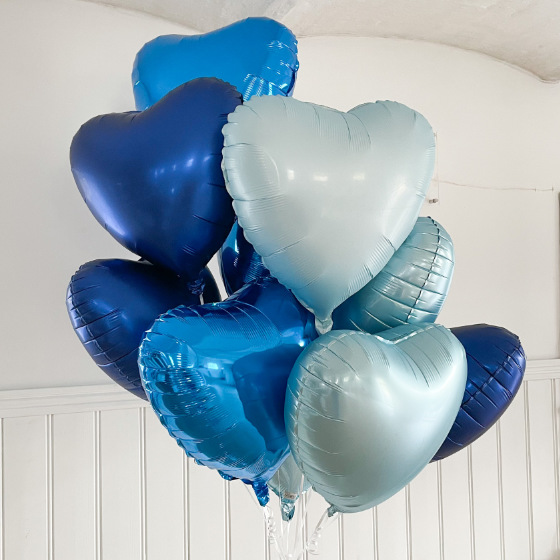 send ballon buket blå hjerter image-0