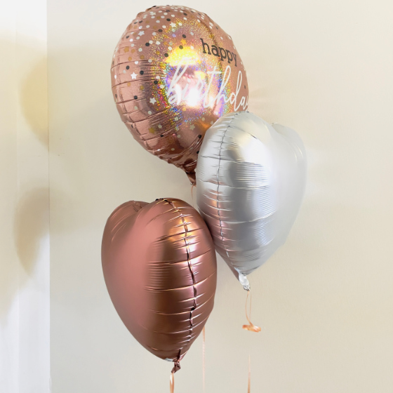 Send En Ballon Buket Happy Birthday Rose Guld image-0