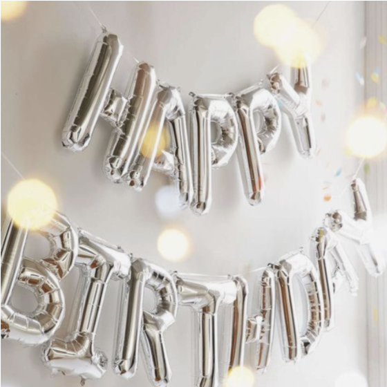 Fødselsdags Balloner Med Helium Sæt Sølv InstaFamous image-1
