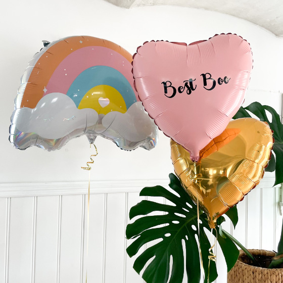 Send En Ballon Buket Med Din Tekst Regnbue Pink image-0