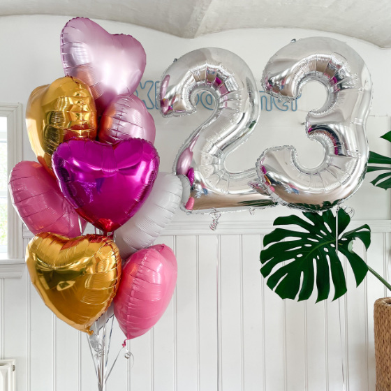 Fødselsdags Balloner Med Helium Sæt Sølv InstaFamous