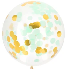 Guld Og Mint Grøn Konfetti Kæmpe Gennemsigtig Ballon
