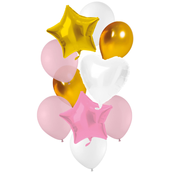 Ballon Buket KIT Hvid / Guld / Pink