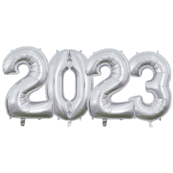 Folie Ballon Sæt 2023 Sølv 66 cm.