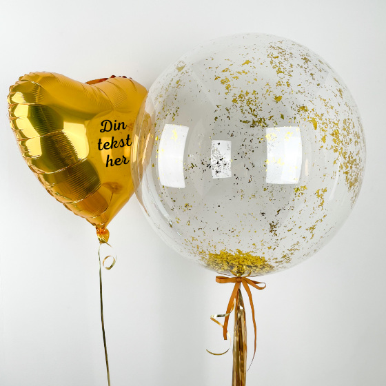 Send En Ballon Buket Med Din Tekst Guld Konfetti