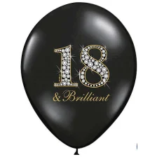 18 Års Fødselsdag Pastel Sort Balloner