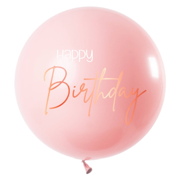 Happy Birthday Lyserød Kæmpe Ballon