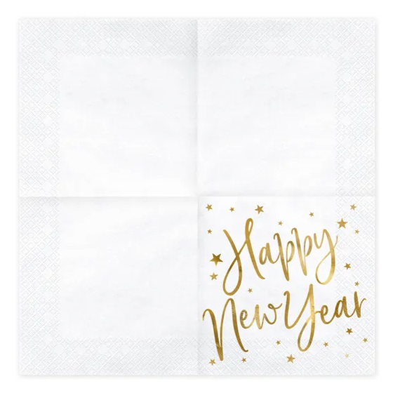 Servietter Happy New Year Hvid/Guld image-0