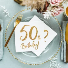 Servietter 50th Birthday Hvid